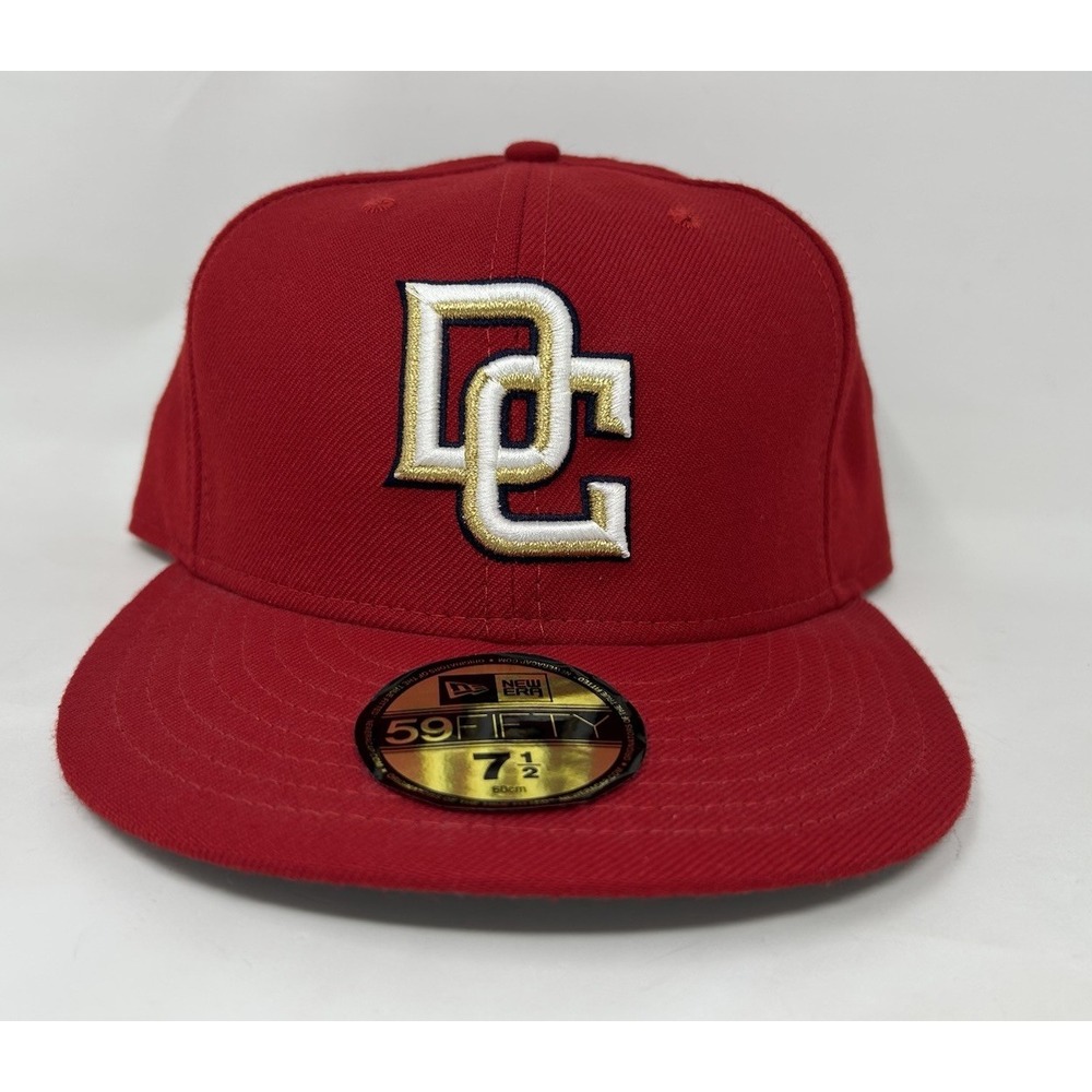 Washington Nationals "DC" Logo Hat Cap Vintage 100% Wool New Era 7 1/2 Grey UV